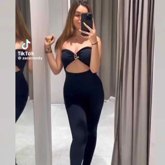 ZARA  LONG JUMPSUIT Black - Picture 9 of 16